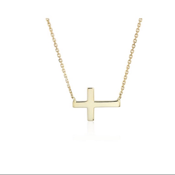 Mini Sideways Cross Necklace In 14k Yellow Gold
